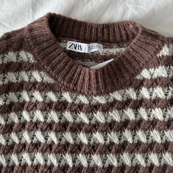 Zara Chocolate and Cream Striped Sweater - Picture 6 of 6